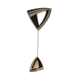 Trifari Black Gray Pearl Enamel Modernist Triangle Stick Lapel Pin, Signed K812